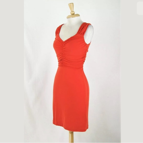 Boston Proper Salmon Ruched Jersey Dress size 6 - Picture 2 of 6